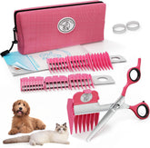 Scaredy Cut silent pet grooming kit in pink box shows buzz-free grooming for sensitive pets.
