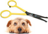 Scaredy Cut Tiny Trim ball-tipped scissor closeup for safe pet grooming