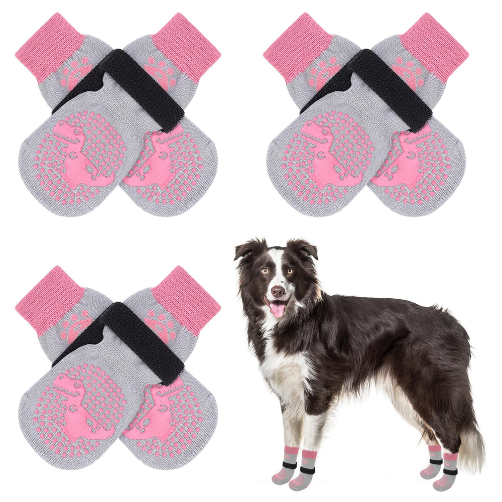 SCENEREAL anti-slip dog socks provide paw traction on hardwood floors