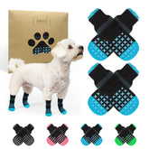 SCENEREAL anti-slip dog socks on floor provide sturdy traction for safe indoor walking