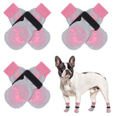 SCENEREAL anti-slip dog socks pack shows paw protection on hardwood floors.
