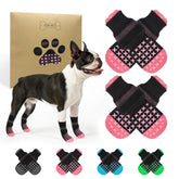 SCENEREAL anti-slip dog socks provide paw-traction on hardwood floors for steadier indoor walks.