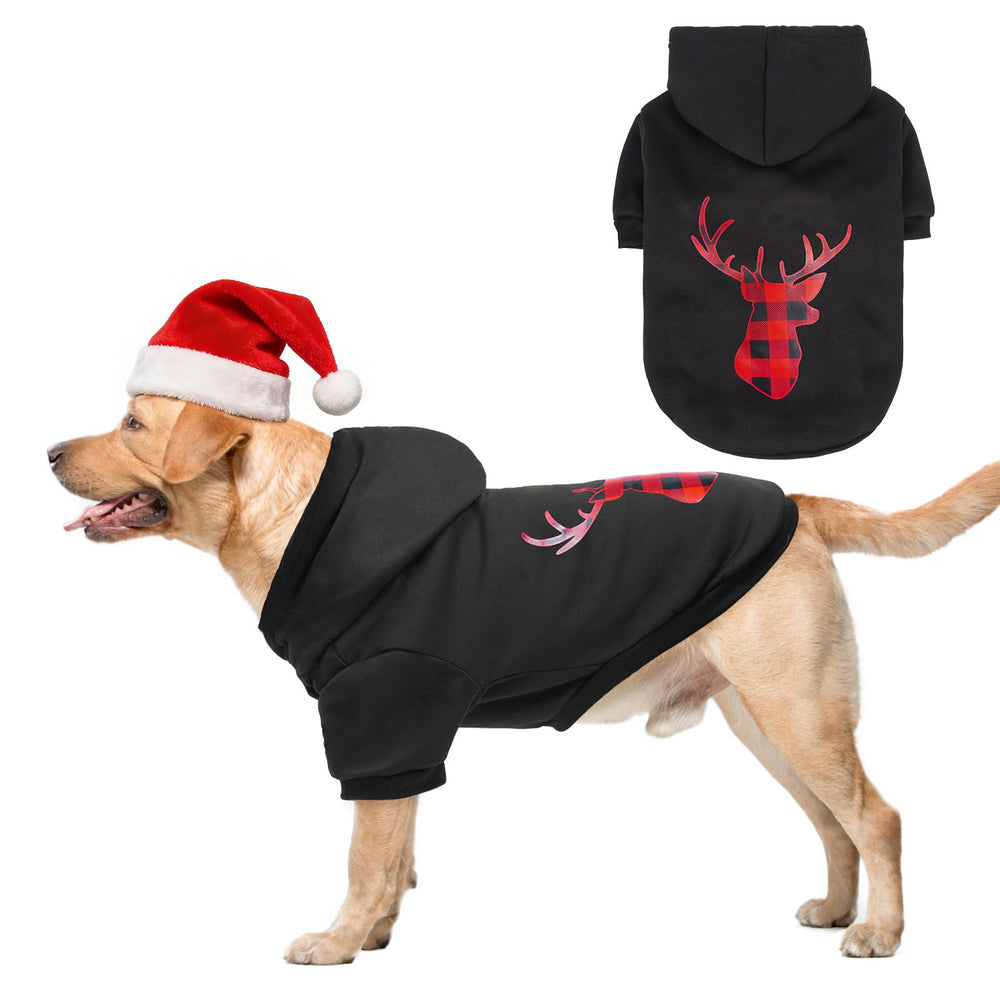 SCENEREAL Christmas dog hoodie elk print for cozy winter walks.