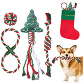 SCENEREAL Christmas dog rope toy ball fetch for active play and fetch