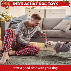 SCENEREAL Christmas dog rope toy tree squeaky for engaging solo play