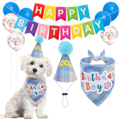 SCENEREAL dog birthday bandana blue plaid for stylish paw-ty accessory