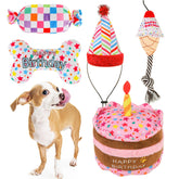 SCENEREAL dog birthday toy cake — bright squeaky cake toy sparks interactive play during treats and celebrations.