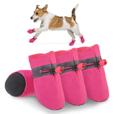 SCENEREAL pink size 3 dog shoes on paw provide hot-pavement protection.