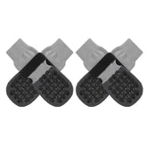 SCENEREAL dog socks with anti-slip grip on hardwood floor for safer stepping.