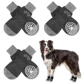 SCENEREAL dog socks pack-front view showing paw-pattern fabric and non-slip grip for indoor traction.