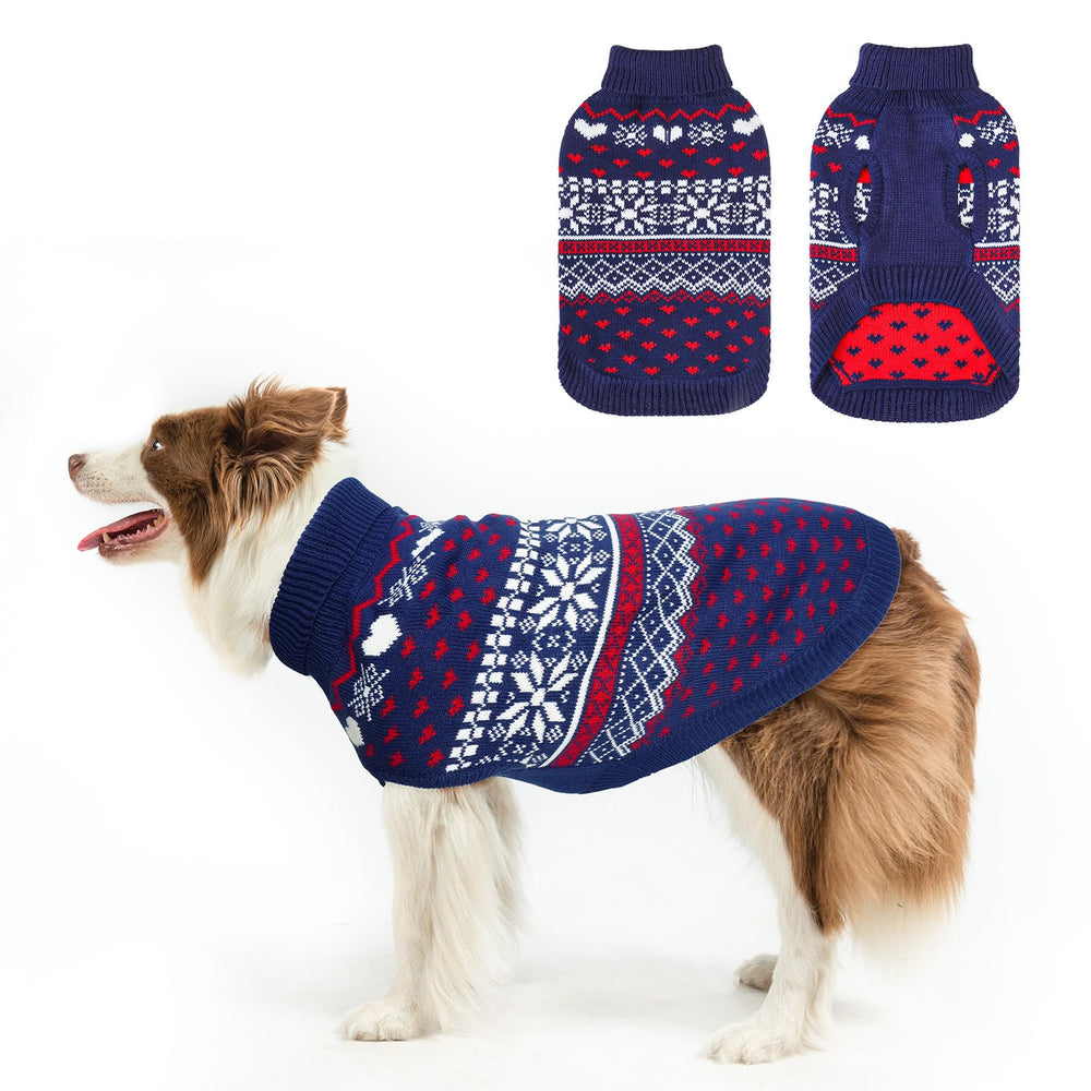 SCENEREAL dog sweater front view demonstrates cozy knit warmth for cold days.