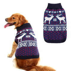 SCENEREAL dog sweater navy knit with turtleneck for cozy winter warmth during walks