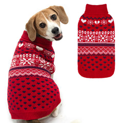 SCENEREAL dog sweater red closeup knit highlights cozy warmth for winter walks.