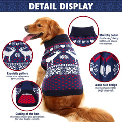 SCENEREAL dog sweater red with reindeer pattern, ideal for festive photos