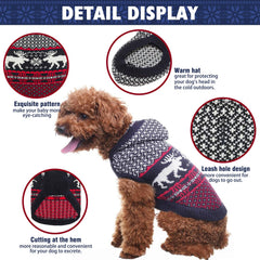 SCENEREAL dog sweater with turtleneck on dog for easy wearing.