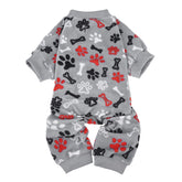 SCENEREAL fleece dog pajamas flatlay highlighting cozy warmth and soft fabric.