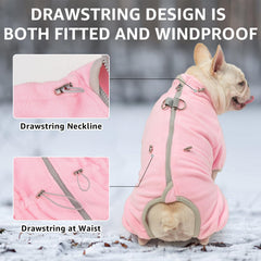 SCENEREAL fleece dog coat pink leash attachment with back D-ring for easy walks