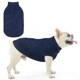 SCENEREAL knitted dog sweater navy front view for cozy everyday wear and quick chilly walks