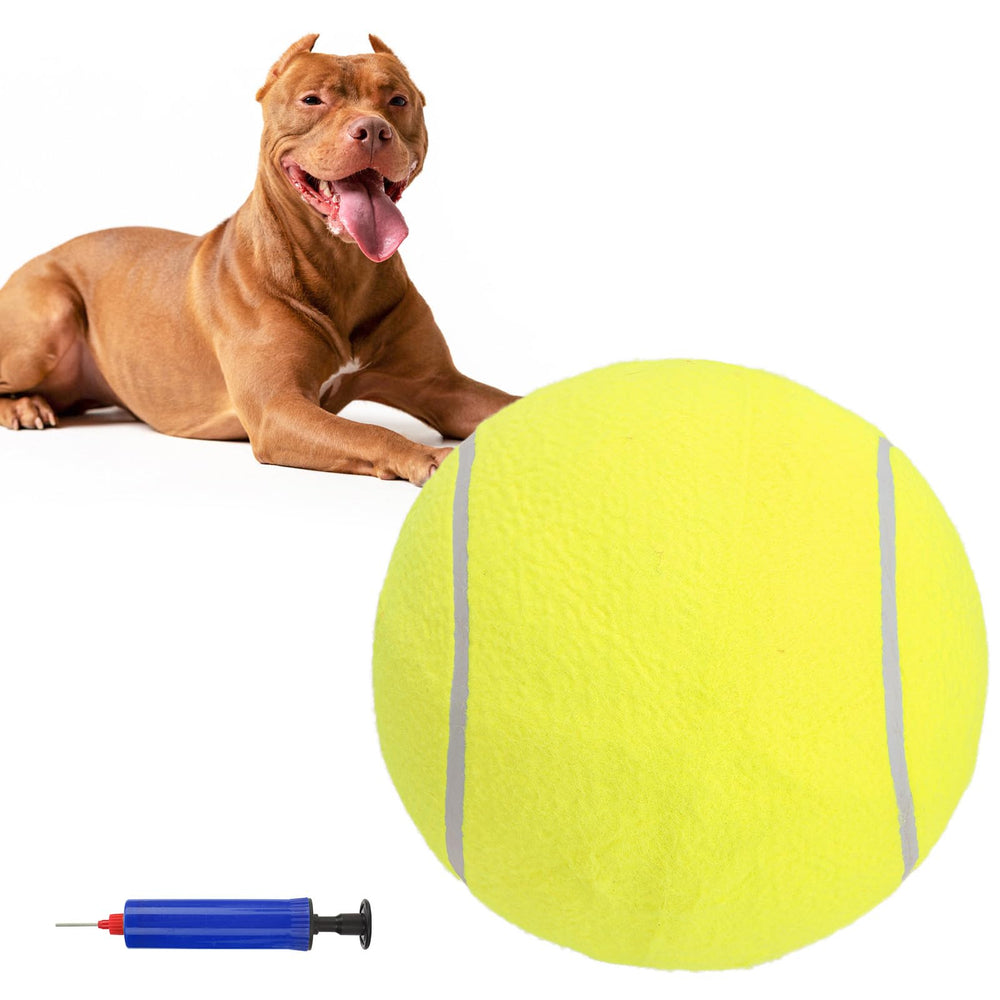 SCENEREAL large tennis ball dog yellow front view for fetch-ready outdoor play.