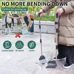 SCENEREAL long-handle pooper scooper enables easy, no-bend waste pickup.