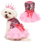 SCENEREAL pink dog dress sequin bodice for eye-catching photos and events