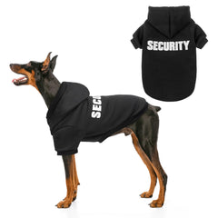 SCENEREAL security dog hoodie with hat on a dog in winter for warm protection.