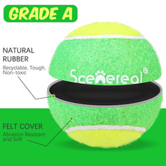 SCENEREAL squeaky tennis ball uses durable rubber for long-lasting play