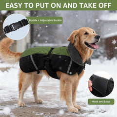 SCENEREAL warm dog winter coat front view with fleece lining for cozy warmth
