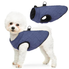 SCENEREAL winter dog vest coat back view shows built-in harness for secure walks.