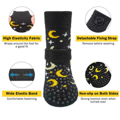 SCENEREAL dog socks with adjustable tape prevent slipping off for secure wear.