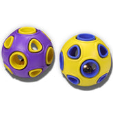 SCHITEC dog balls with bell inside – close-up shows jingling sound that encourages play
