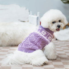SCIROKKO Warm Winter Dog Sweater purple back view for full-coverage warmth.