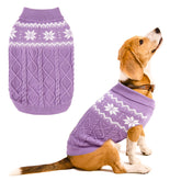 SCIROKKO Warm Winter Dog Sweater purple front view for cozy cold-weather walks.
