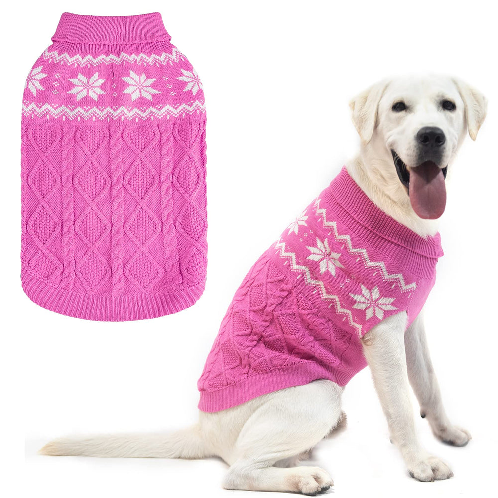 SCIROKKO Warm Winter Pink dog sweater front view keeps small dogs cozy on cold walks