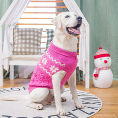 SCIROKKO Warm Winter Pink dog sweater back hole for leash through chest harness