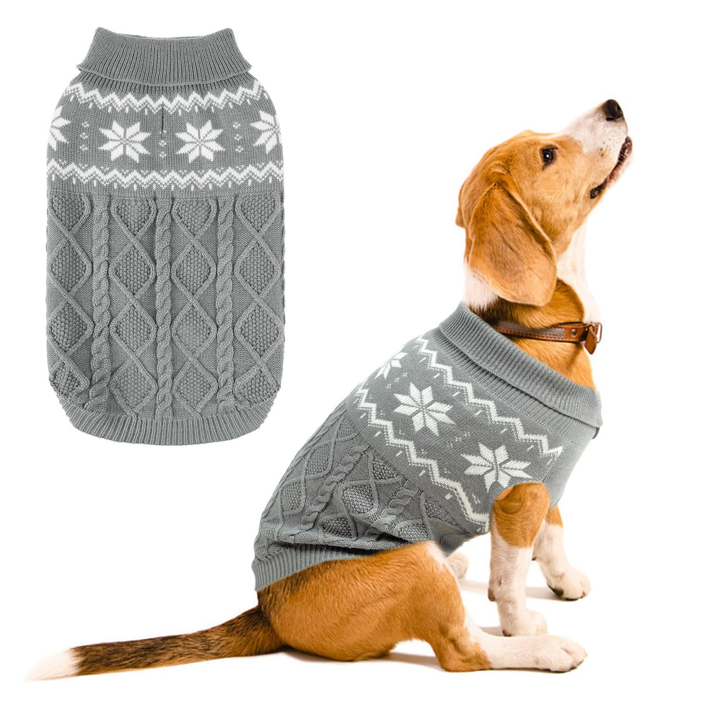 SCIROKKO warm winter dog sweater grey front view for cozy outdoor walks