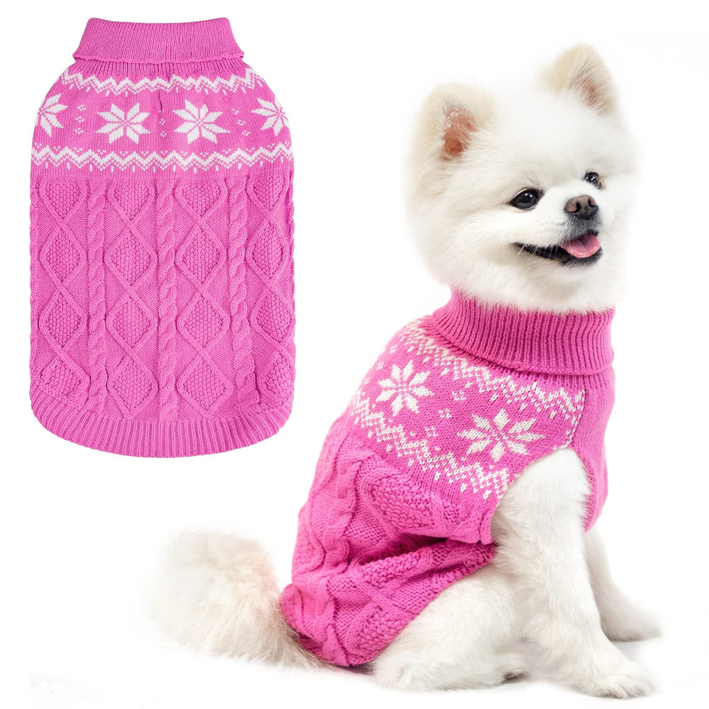 SCIROKKO Warm Winter Pink Dog Sweater front view for cozy warmth on walks