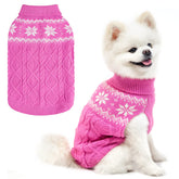 SCIROKKO Warm Winter Pink Dog Sweater front view for cozy warmth on walks