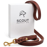 Scout Supply Co. Classic Leather Dog Leash in dark brown for durable daily walks with full-grain leather