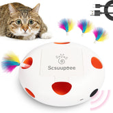 Scsuupoee interactive cat toy showing moving feathers for active play.