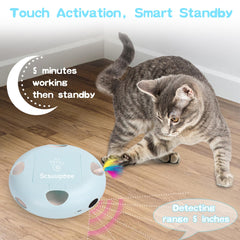 Scsuupoee smart-sensor feather toy detects activity and resumes play after rest.