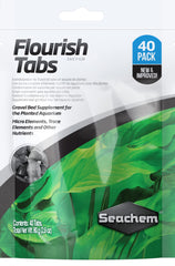 Seachem Flourish Tabs bottle front, providing root-zone nutrition for aquarium plants.