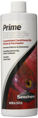 Seachem Prime bottle front shows 16.9 oz size for freshwater and saltwater conditioning.
