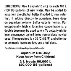 Seachem Prime bottle pour demonstrates easy dosing for rapid water conditioning.