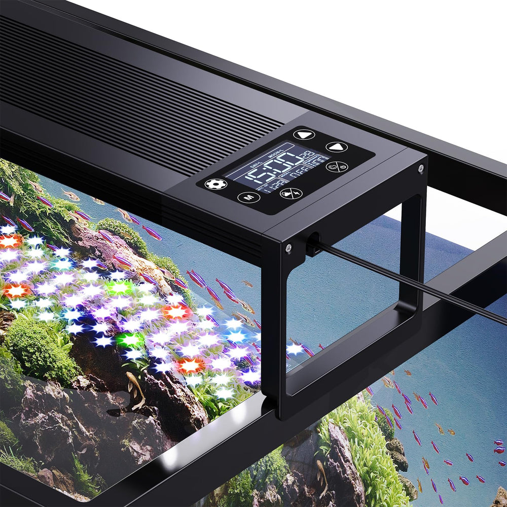 SEAOURA 24/7 LED aquarium light front view shows even coloring for vibrant tanks.
