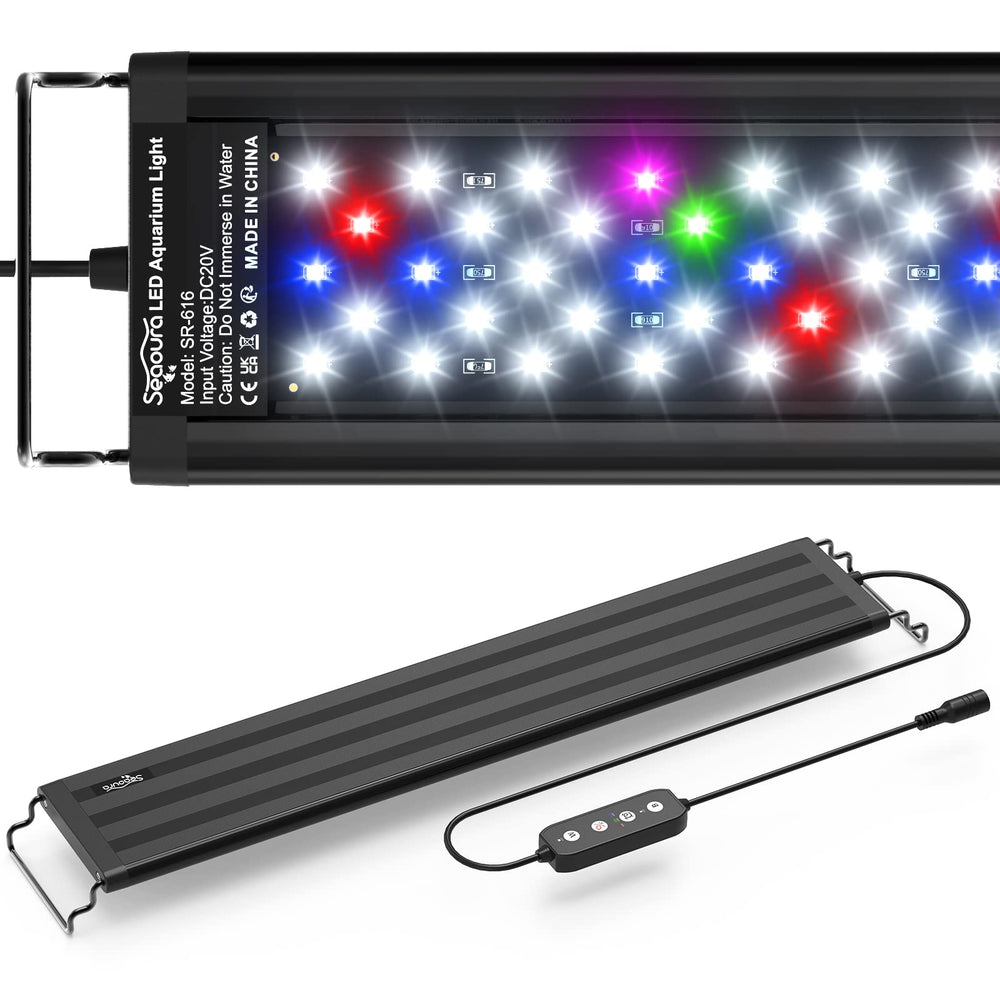 SEAOURA LED aquarium light full-spectrum for 18-24 inch tanks supports plant growth and vibrant colors.