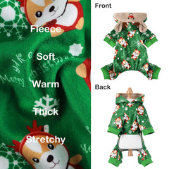Sebaoyu dog Christmas pajamas green full-body, comfortable winter wear