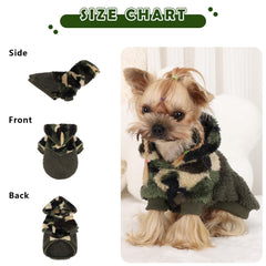 Sebaoyu small dog sweater back view shows fleece warmth for cozy indoor wear.