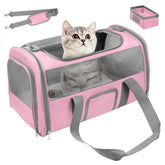 SECLATO Soft Side Cat Carrier under-seat pink-grey for easy airline travel