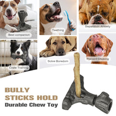 Sedioso bully stick holder top-view highlights peanut butter spread for variety.